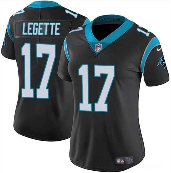 Women%27s Carolina Panthers #17 Xavier Legette Black 2024 Draft Vapor Stitched Jersey Dzhi